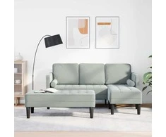 Sofa Sofos komplektas su pagalve 2 pcs Šviesiai pilka Poliesteris