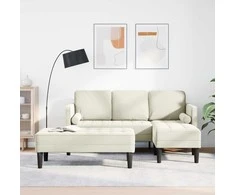 Sofa Sofos komplektas su pagalve 2 pcs Kreminė Poliesteris