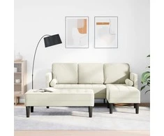 Sofa Sofos komplektas su pagalve 2 pcs Kreminė Poliesteris