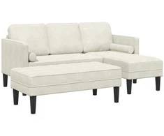 Sofa Sofos komplektas su pagalve 2 pcs Kreminė Poliesteris