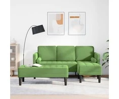 Sofa Sofos komplektas su pagalve 2 pcs Šviesiai žalia Poliesteris