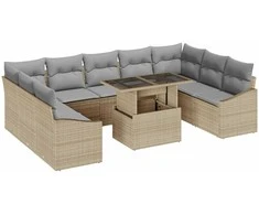 Sodo Sofų Rinkinys su pagalve 10 pcs Bežinė ir šviesiai pilka