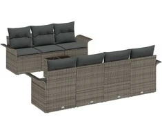 Sodo Sofų Rinkinys su pagalve 8 pcs Pilka poliratanas
