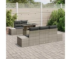 Sodo Sofų Rinkinys su pagalve su saugykla 6 pcs Pilka