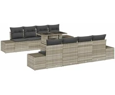 Sodo Sofų Rinkinys 9 pcs Šviesiai pilka ir tamsiai pilka