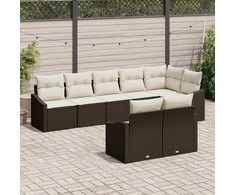 Lauko baldų komplektas Sofos komplektas su pagalve 8 pcs Ruda poliratanas