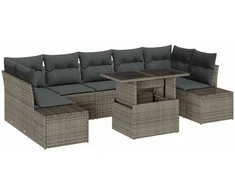 Sodo Sofų Rinkinys su pagalve 8 pcs Pilka