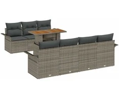 Sodo Sofų Rinkinys su pagalve 8 pcs Pilka