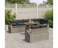 Sodo Sofų Rinkinys su pagalve 9 pcs Pilka