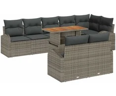 Sodo Sofų Rinkinys su pagalve 9 pcs Pilka