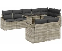 Sodo Sofų Rinkinys 9 pcs Šviesiai pilka ir tamsiai pilka