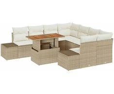 Sodo valgomojo komplektas su pagalve 9 pcs Bežinė ir kreminė