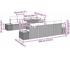 Sodo valgomojo komplektas su pagalve 9 pcs Bežinė ir kreminė
