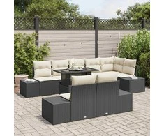 Sodo Sofų Rinkinys su pagalve 9 pcs Juoda ir kreminė