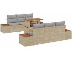 Sodo valgomojo komplektas su pagalve 7 pcs Bežinė ir pilka