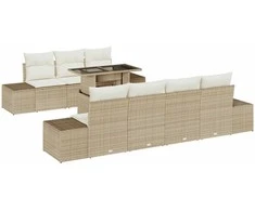 Sodo Sofų Rinkinys su pagalve 8 pcs Bežinė ir kreminė