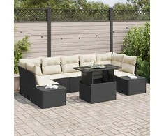 Sodo Sofų Rinkinys su pagalve 8 pcs Juoda ir kreminė