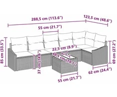 Sodo Sofų Rinkinys 7 vnt. Šviesiai pilka poliratanas