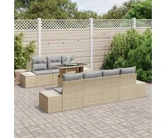Sodo Sofų Rinkinys su pagalve 8 pcs Bežinė ir šviesiai pilka