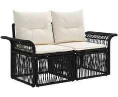 Sodo Sofų Rinkinys 11 vnt. Juoda ir kreminė balta poliratanas