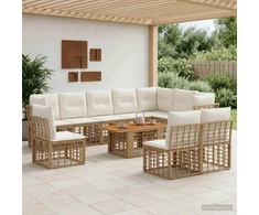 Sodo Sofų Rinkinys 11 vnt. Natūralus ir grietinėlės baltas