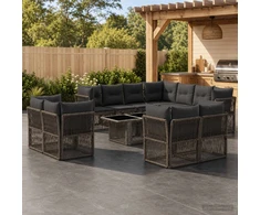 Sodo Sofų Rinkinys 12 vnt. Pilka poliratanas