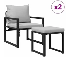 Sodo baldai 4 pcs 2-Vietų skaičius Šviesiai pilka Poliesteris