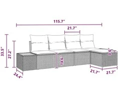 Sodo Sofų Rinkinys su pagalve 6 pcs Juoda Poliratanas