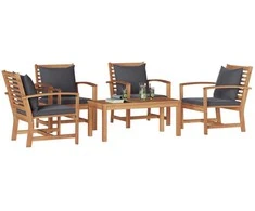 Lauko baldų komplektas Sodo Sofų Rinkinys 5 pcs Natūrali Kieto teka medžio