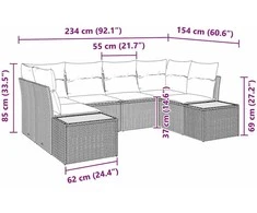 Sodo Sofų Rinkinys 6 pcs Bežinė ir šviesiai pilka Poliratanas