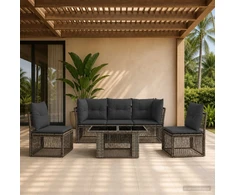 Sodo Sofų Rinkinys 6 vnt. Pilka poliratanas