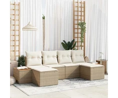 Sodo Sofų Rinkinys 6 vnt. Smėlio poliratanas