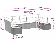 Sodo Sofų Rinkinys su pagalve 7 pcs Juoda Poliratanas