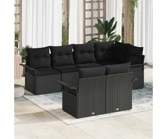 Sodo Sofų Rinkinys 7 vnt. Juoda Poli ratanas