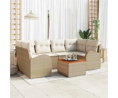 Sodo Sofų Rinkinys 7 vnt. Smėlio poliratanas