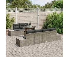 Sodo Sofų Rinkinys su pagalve 8 pcs Pilka