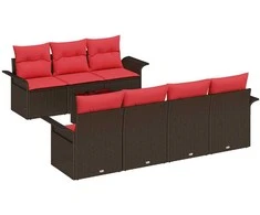 Sodo Sofų Rinkinys 8 pcs Bežinė ir raudona poliratanas