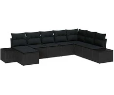 Sodo Sofų Rinkinys su pagalve 8 pcs Juoda poliratanas