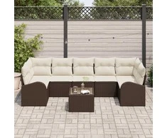 Sodo Sofų Rinkinys 8 pcs Ruda ir grietinėlė 289 x 124 x 69 cm