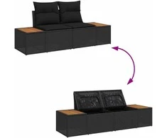 Sodo Sofų Rinkinys su pagalve 11 pcs Juoda Poli ratanas