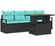 Sodo Sofų Rinkinys su pagalve 5 pcs Juoda ir mėlyna