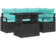Sodo Sofų Rinkinys su pagalve 5 pcs Juoda ir mėlyna poliratanas