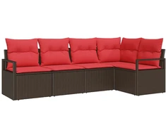 Sodo Sofų Rinkinys su pagalve 5 pcs Ruda ir raudona poliratanas