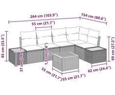 Sodo Sofų Rinkinys su pagalve 6 pcs Juoda Poli ratanas