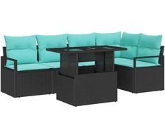 Sodo Sofų Rinkinys su pagalve 6 pcs Juoda ir mėlyna poliratanas
