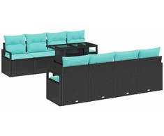 Sodo Sofų Rinkinys su pagalve 7 pcs Juoda ir mėlyna poliratanas
