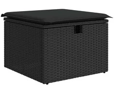 Sodo Sofų Rinkinys su pagalve 7 pcs Juoda Poli ratanas