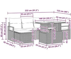 Sodo Sofų Rinkinys su pagalve 7 pcs Ruda ir kreminė
