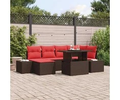 Sodo Sofų Rinkinys su pagalve 7 pcs Ruda ir raudona