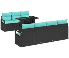 Sodo Sofų Rinkinys su pagalve 8 pcs Juoda ir mėlyna poliratanas